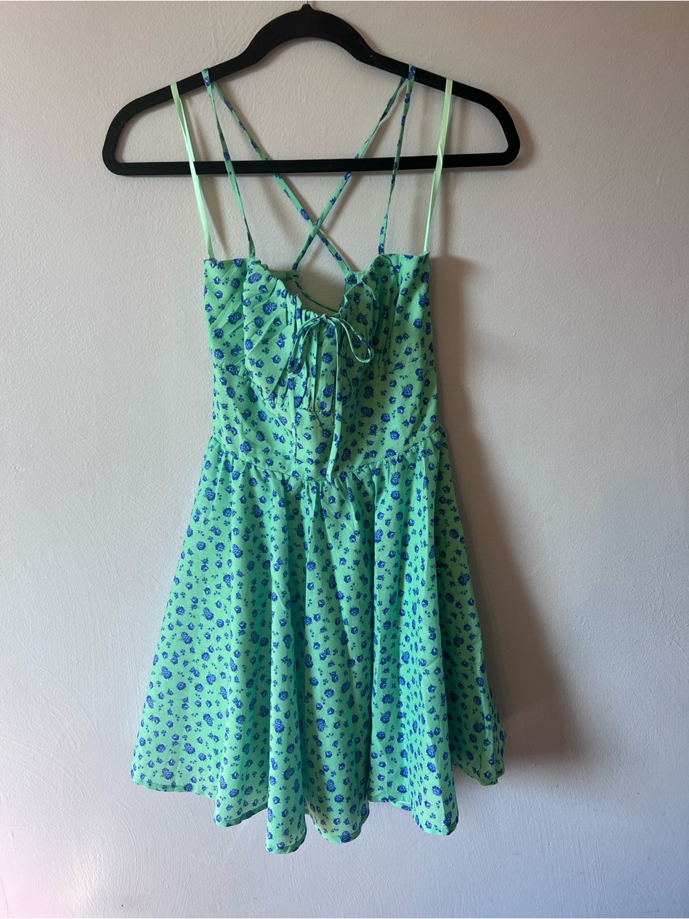 Windsor Mint Green Floral Sundress with Blue Print